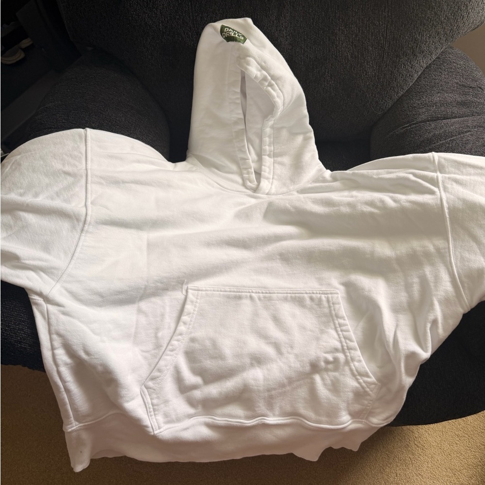 Daily Drills Unisex Oversized Hoodie in White - Picture 2 of 3